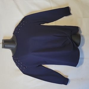 Rock & Republic Navy Silver Studded Top Size L